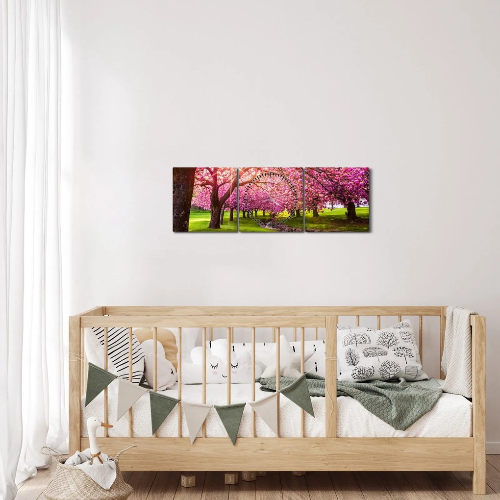 Tablou - Cireși înfloriți, Hurd Park, Dover, New Jersey (cu ceas) (90x30 cm)