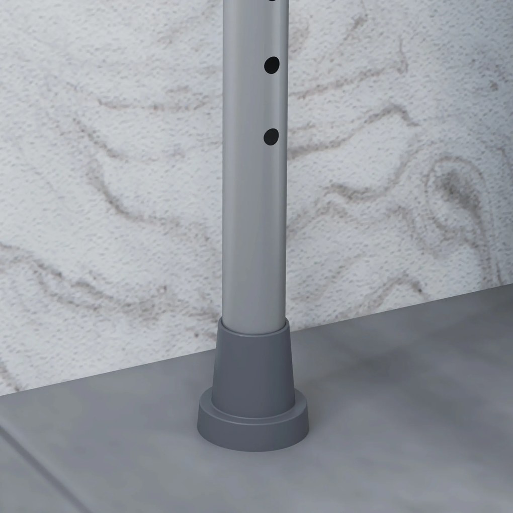 HOMCOM Scaun cu Vas de Toaletă pentru Vârstnici, Scaun de Toaletă Multifuncțional 4-În-1 cu Înălțime Reglabilă, 64x53x70-82 cm, Gri | Aosom Romania
