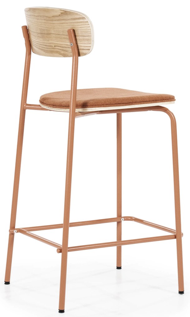 Scaun de bar Skoladin lemn de frasin teracota 95 cm