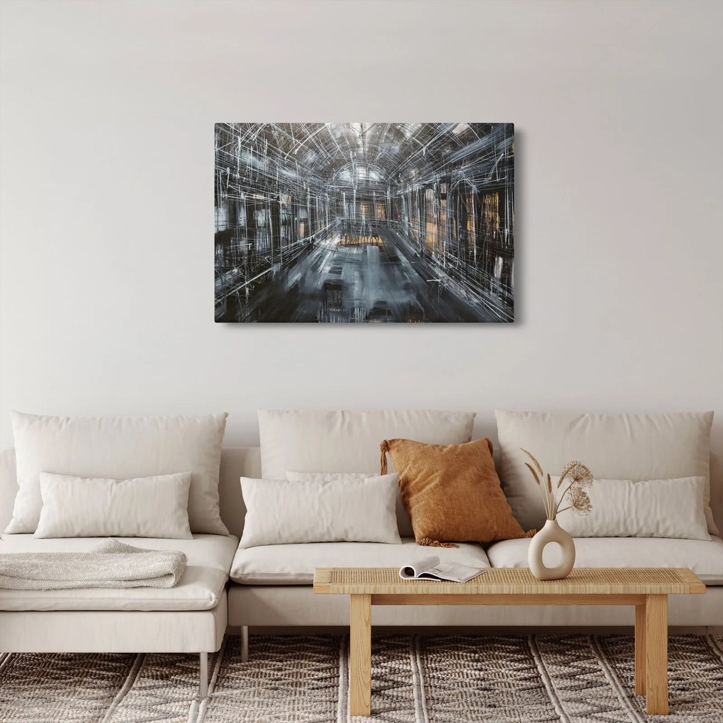 Tablou cu u interiorul clădirii vechi (90x60 cm)
