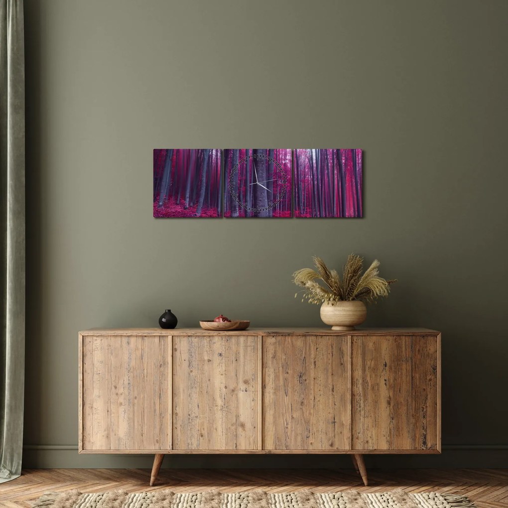Tablou - Pădurea roz (cu ceas) (90x30 cm)