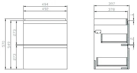 Cersanit S801-312-ECO - Dulap suspendat de baie MODUO cu lavoar, alb