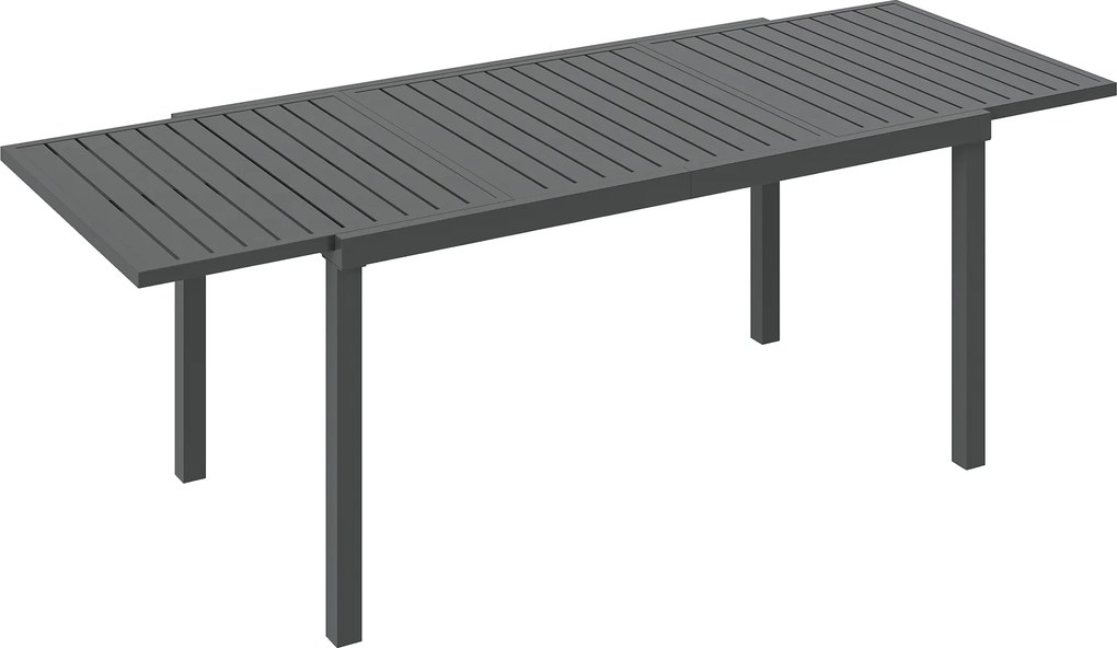 Outsunny Masă de Grădină Extensibilă 150/225x85x75 cm Masă de Luat Masa din Aluminiu cu Blat cu Șipcă pentru 6-8 Persoane Gri | Aosom Romania