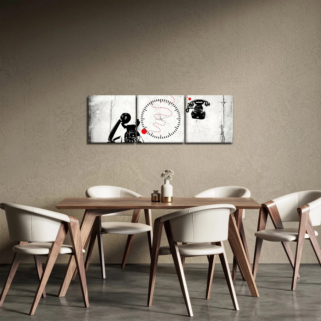Tablou - Desen de telefon în stilul lui Banksy (cu ceas) (90x30 cm)
