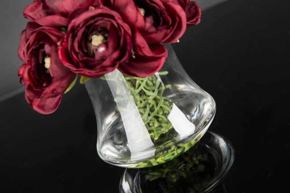 Aranjament floral mic decor festiv design LUX RANUNCULUS BOUQUET BORDEAUX