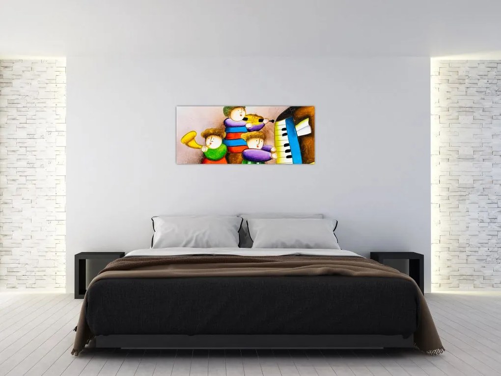 Tablou - Muzicanții, pictură (120x50 cm)