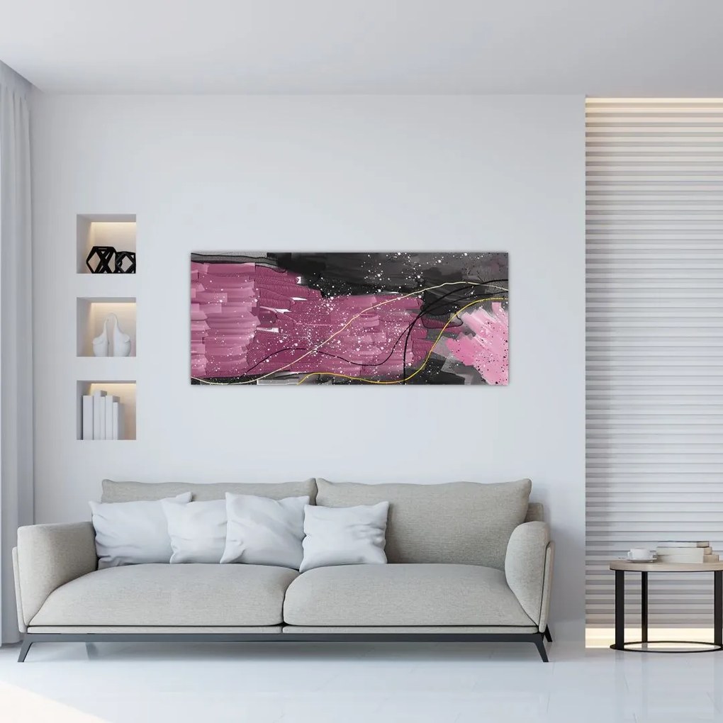 Tablou - Abstracție roz-roșu (120x50 cm)