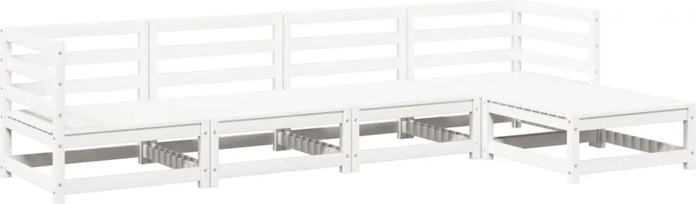 vidaXL Set canapea de grădină, 5 piese, alb, lemn masiv de pin