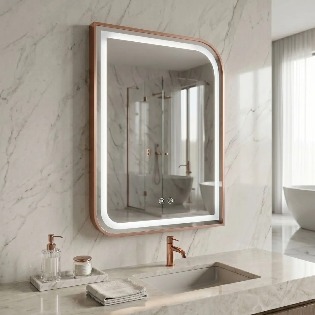 Oglindă LED ZONE 70x50 BRUSH ROSE GOLD