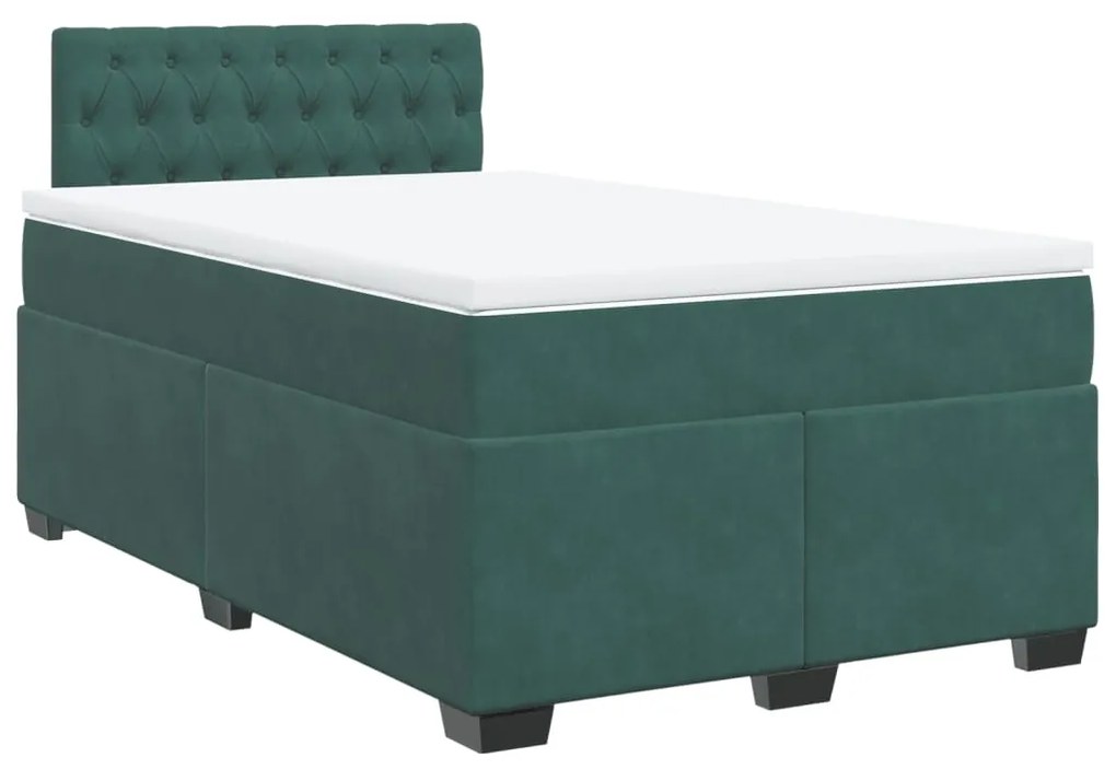 3286267 vidaXL Pat box spring cu saltea, verde închis, 120x190 cm, catifea