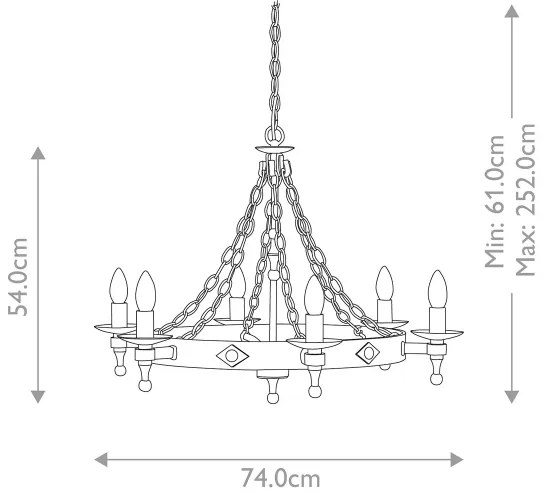 Lustră pe lanț Elstead WR6-GRAPHITE WARWICK 6xE14/60W/230V