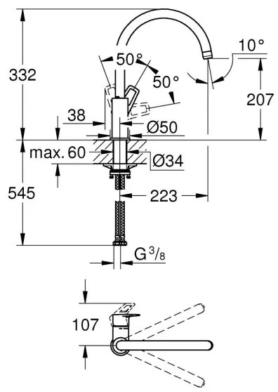 GROHE 31368001 - Baterie pentru chiuvetă BAULOOP, crom lucios