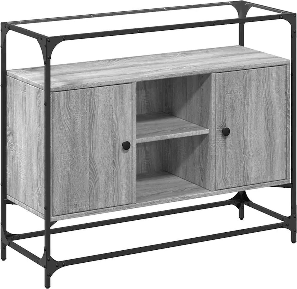 vidaXL Dulap, blat din sticlă gri sonoma 98x35x81 cm lemn prelucrat