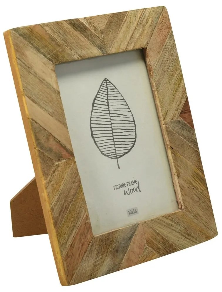 Ramă foto, din lemn de mango, 13x18 cm – model rustic cu textură naturală