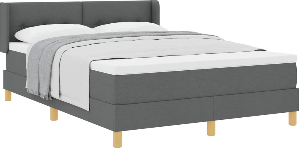 vidaXL Pat cu arcuri cu saltea Gri închis 200 x 140 cm țesătură