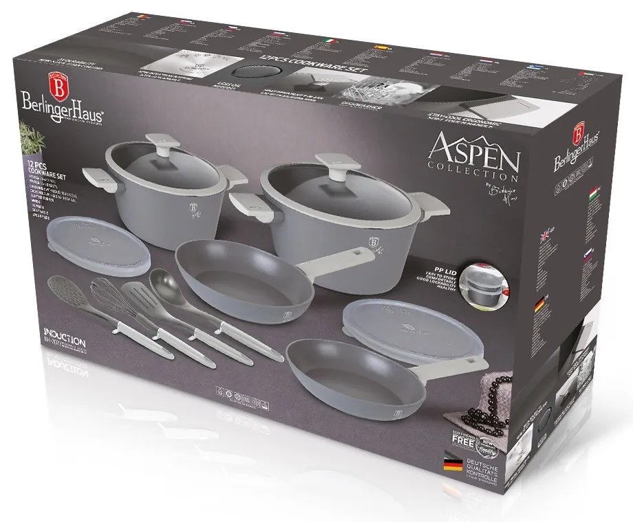 RESIGILAT - Set oale si tigai marmorate 12 piese Aspen Collection Berlinger Haus BH 7077