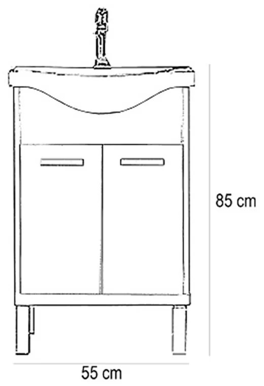 Dulap inferior Nerva 55 cm cu lavoar alb