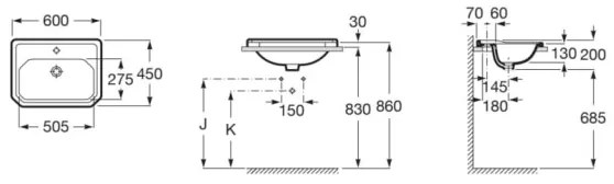 Roca A3270A5000 - Lavoar încastrat CARMEN 60x45 cm ceramică/alb