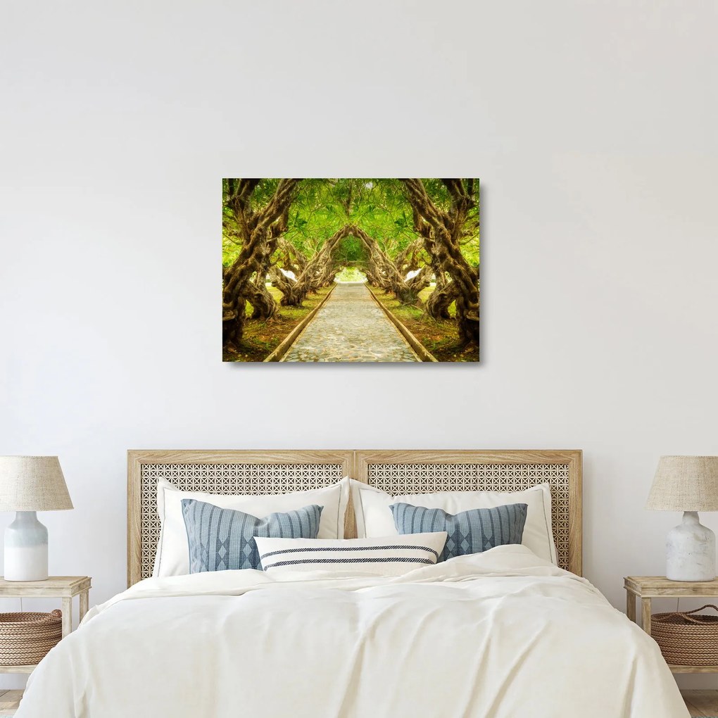 Tablou pe sticlă - Tunel viu din plumeria (70x50 cm)