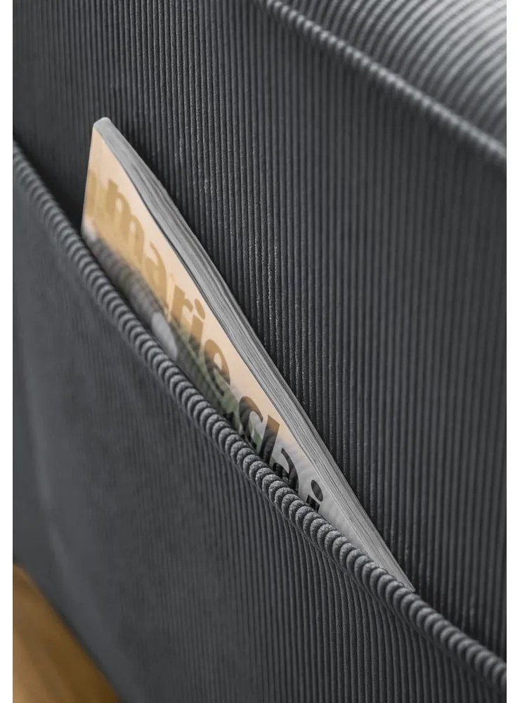 Fotoliu gri închis cu tapițerie din catifea reiată Lofty Lilly – Miuform