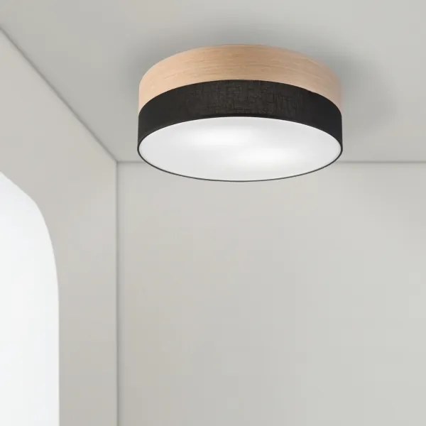 Plafonieră SIRJA WOOD 2xE27/15W/230V d. 45 cm negru/stejar
