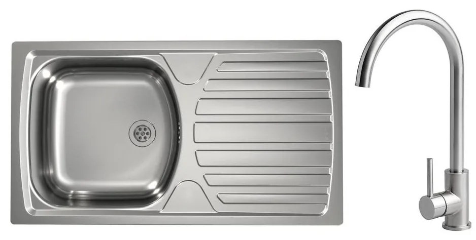 ALVEUS - Chiuvetă de bucătărie BASIC 78 x 43,5 cm + baterie pentru chiuvetă VIOLA 36,7 cm inox