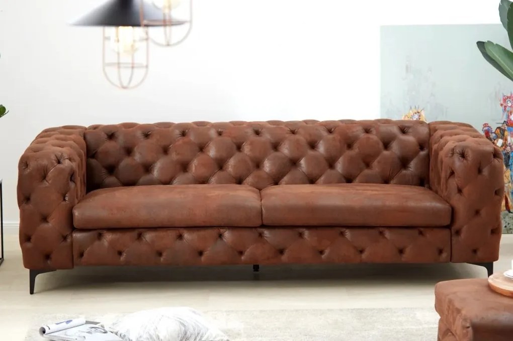 Canapea design Chesterfield, Microfibra, Maro Antic, MODERN BAROCK