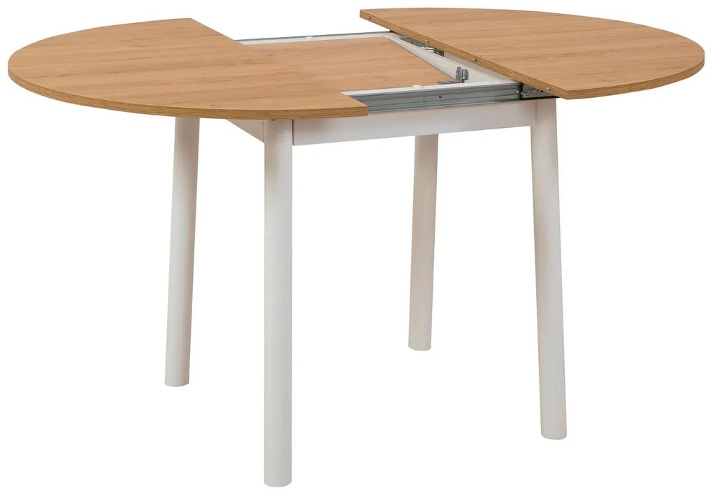 Masă de sufragerie extensibilă Duvasa 5 (stejar + alb) (pentru 4 persoane). 1093747