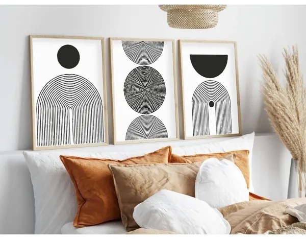 SET 3x pictură în ramă foto 50x70 cm negru/alb