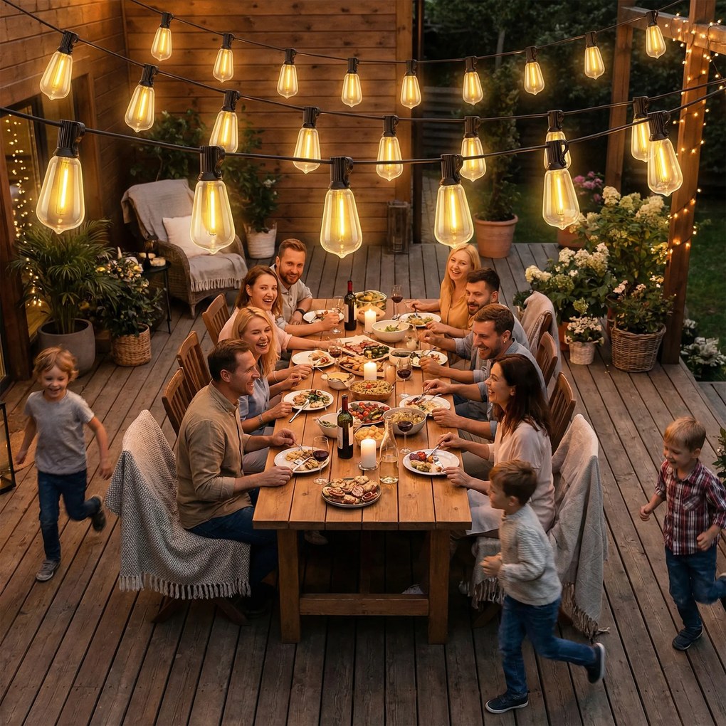 HOMCOM Lanț de Lumină, Lumini LED 50, 18 m, IP44 Impermeabile, Decorațiuni pentru Interior și Exterior, Grădină, Alb Cald | Aosom Romania