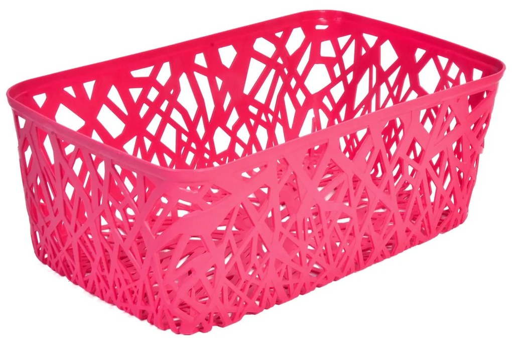 Cos din Plastic roz perforat, 28.5x17x12 cm