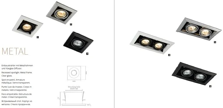 Spot incastrabil pentru tavan fals, Metal alb MYDL008-2-01-W