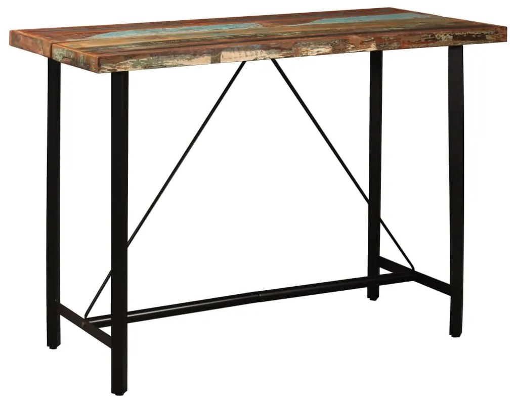 278765 vidaXL Set mobilier de bar, 5 piese, lemn reciclat și piele naturală