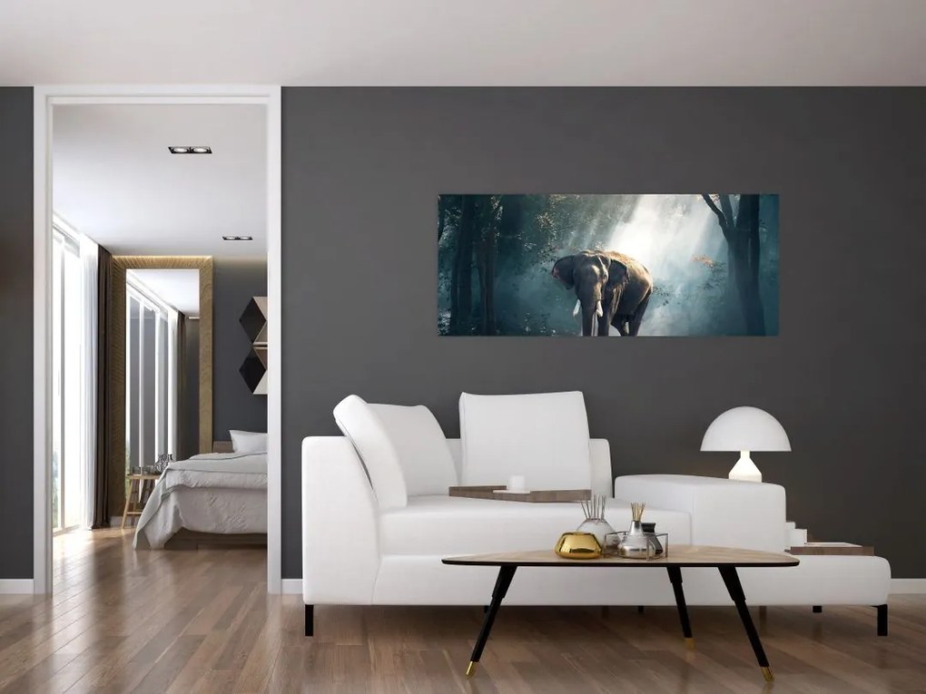Tablou cu elefant în djunglă (120x50 cm)