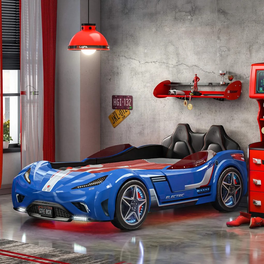 Pat masina GTE-albastru, colectia Champion Racer 100x190 cm
