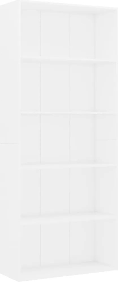 vidaXL Bibliotecă cu 5 rafturi, alb, 80x30x189 cm, lemn prelucrat