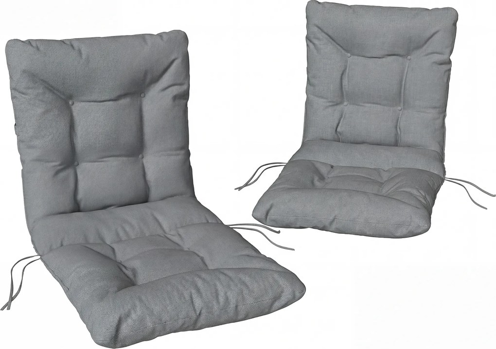 Outsunny Pernă de exterior cu spătar și chingi, saltea hidrofugă pentru interior și exterior, Gri deschis | Aosom Romania