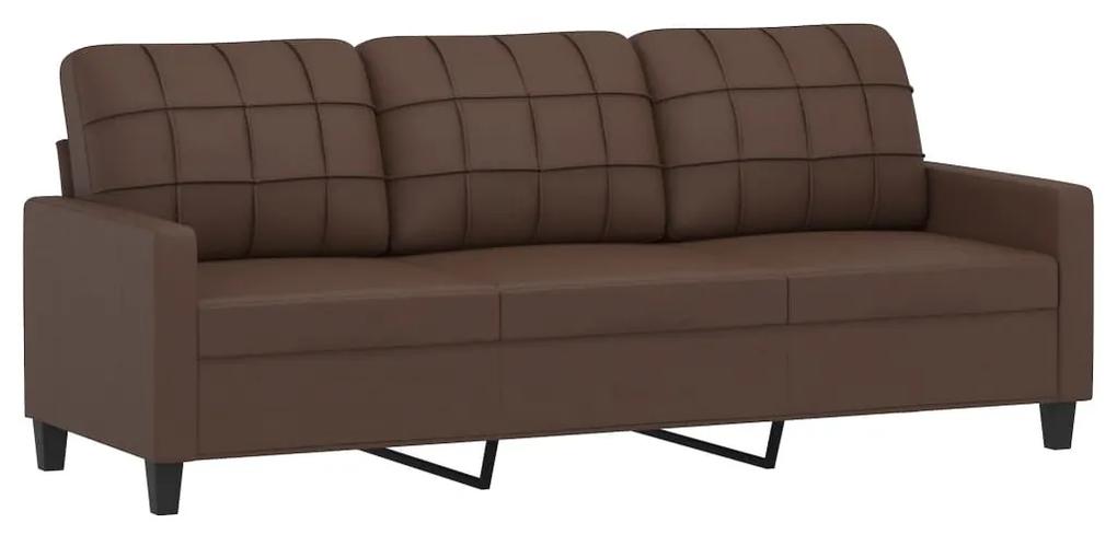 Canapea cu 3 locuri, maro, 180 cm, piele ecologica Maro, 198 x 77 x 80 cm