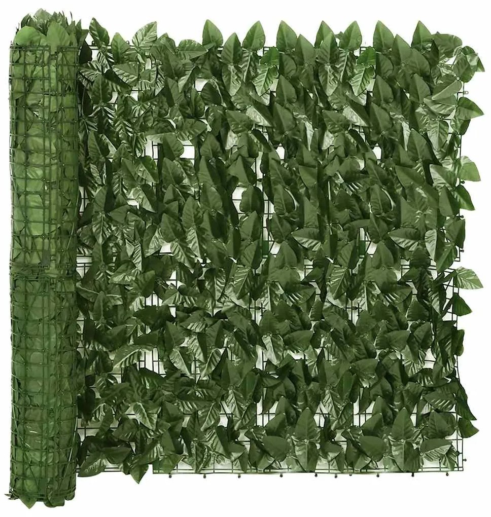 vidaXL Paravan de balcon, frunze verde închis, 300x75 cm