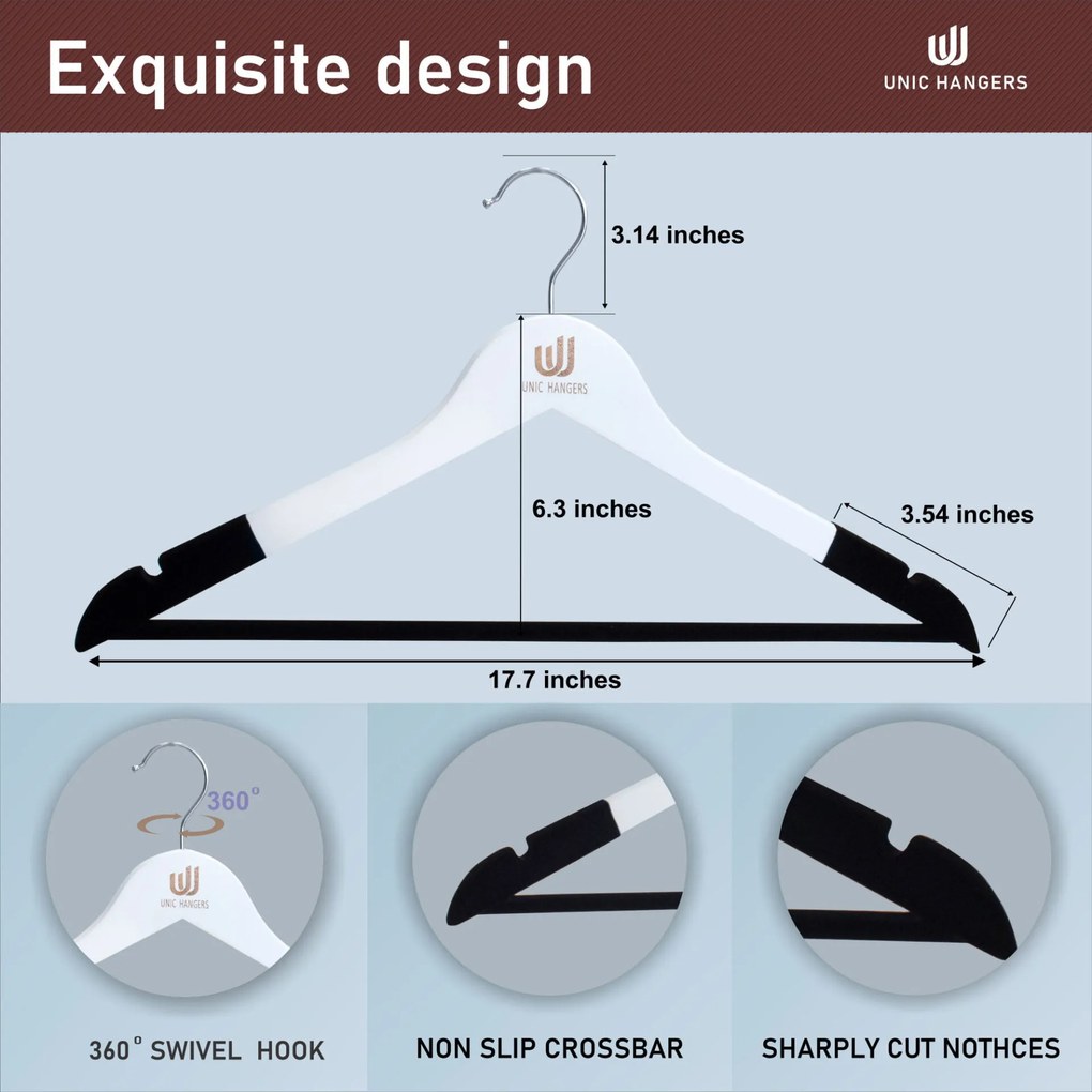 Set Umerase Tricouri din Lemn cu Margini de Catifea și Design Clasic