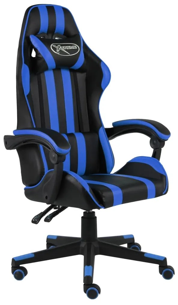 vidaXL Scaun de racing, negru și albastru, piele ecologică