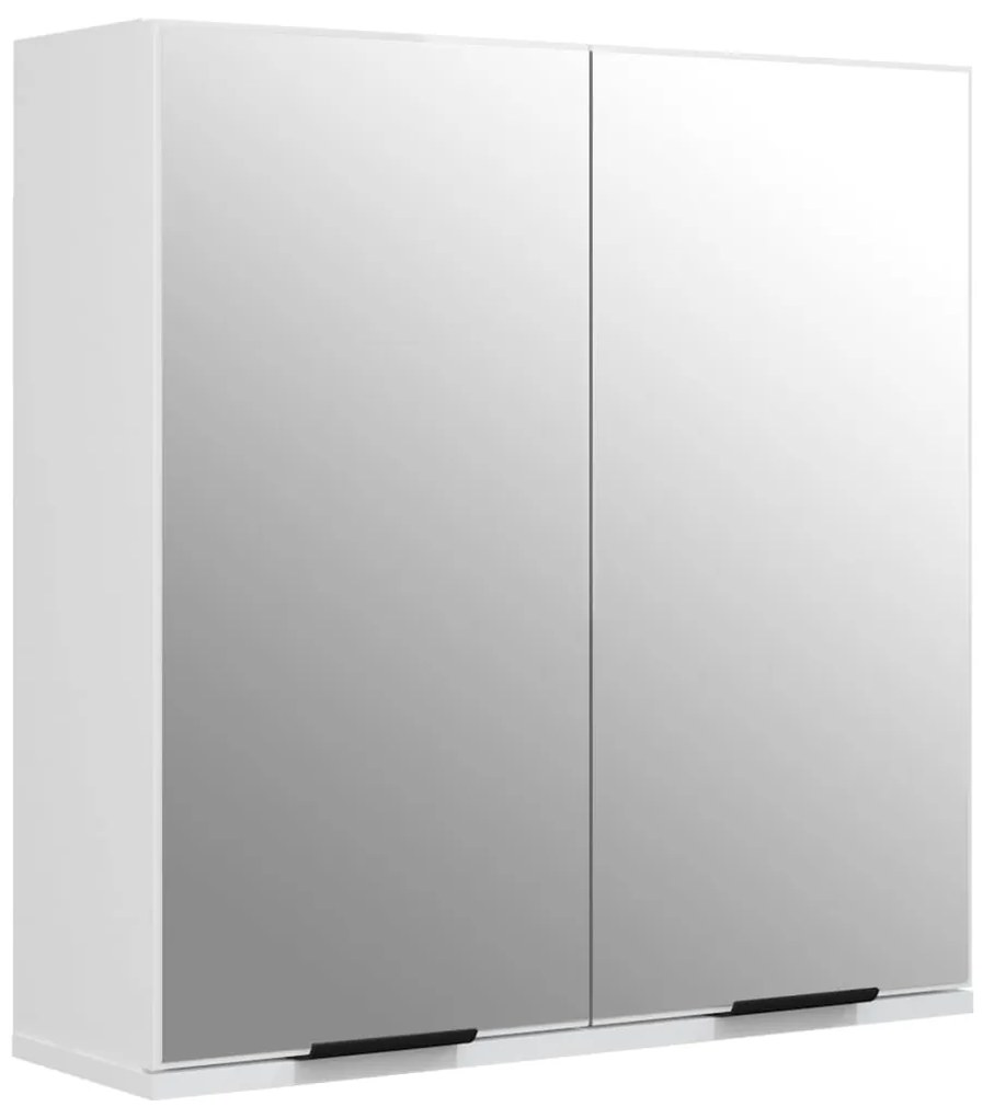811319 vidaXL Dulap de baie cu oglindă, alb extralucios, 64x20x67 cm