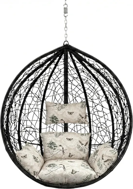 Scaun suspendat negru KOKON fara suport, perna bej