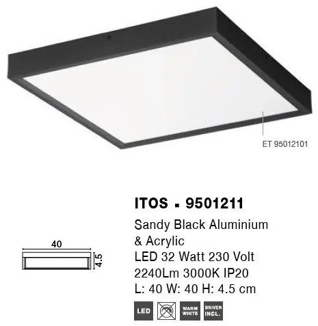 Plafoniera LED design minimal ITOS 40x40cm