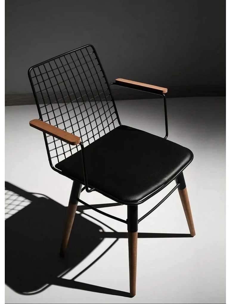 Set de scaune de sufragerie Trend Black andWalnut, 2 buc.