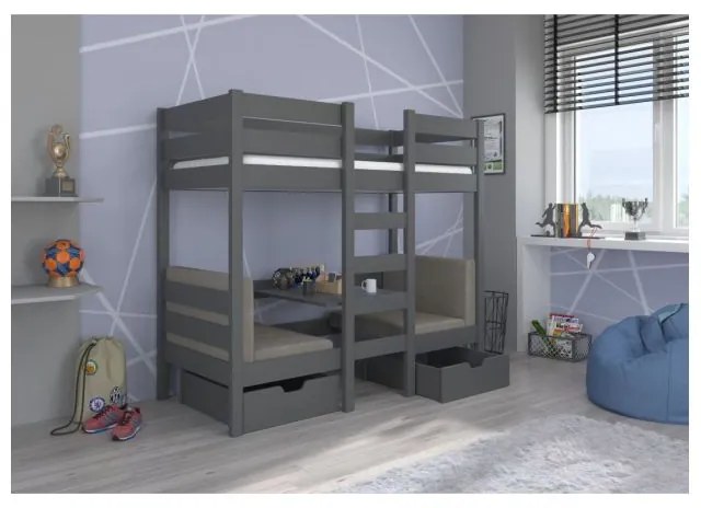 Pat Supraetajat Cu Masa BART Gri 90x200cm
