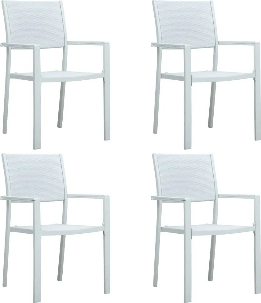 vidaXL Scaune de grădină, 4 buc., alb, plastic, aspect ratan