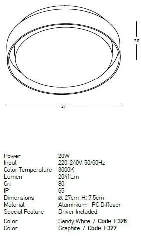 Plafoniera LED de exterior iluminat IP65 Kybel D-27cm
