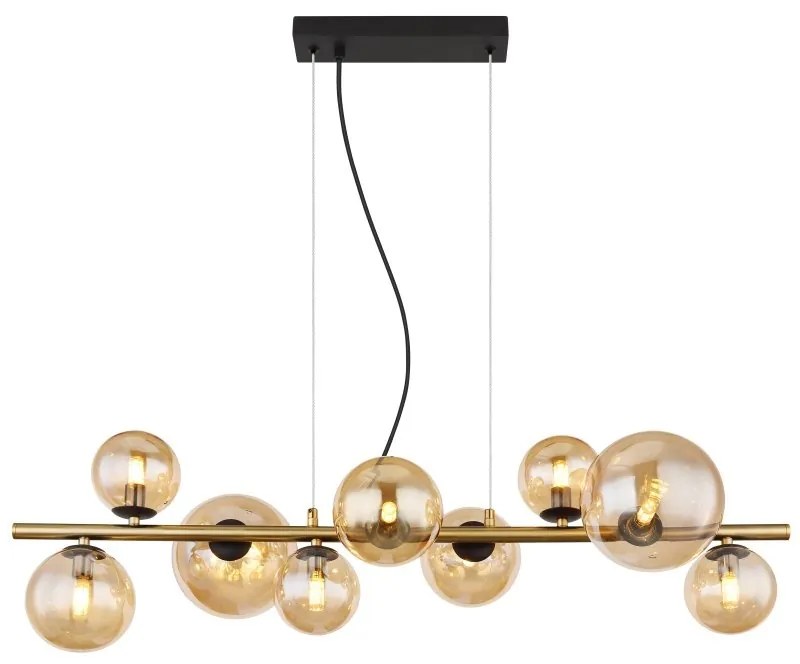 Lustra LED suspendata design modern Riha negru, alama