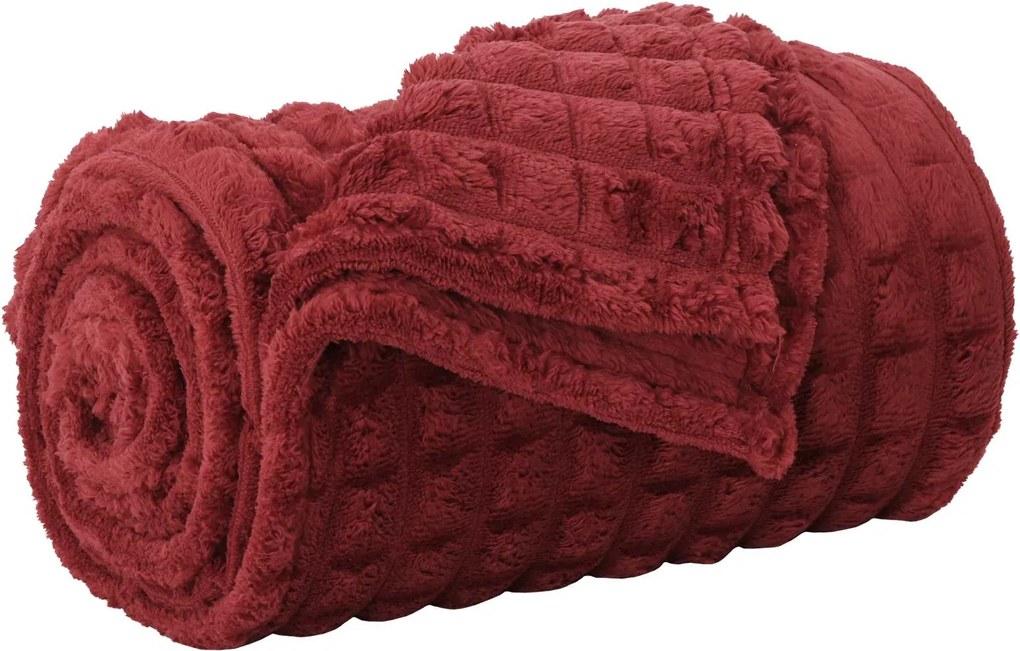 vidaXL Pătura de aruncat Roșu Bordeaux 240 x 220 cm Molton
